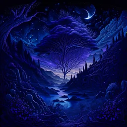 landscape, epic, intricate details, high detail, constellation, deep blue and purple