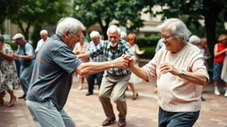 Elderly pensioners breakdancing. Photographic quality and detail, award-winning image, beautiful composition, 35mm lens.