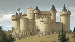 medieval castle, comic style