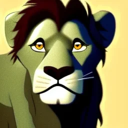 Lion King animated Honzo male lion wide green eyes