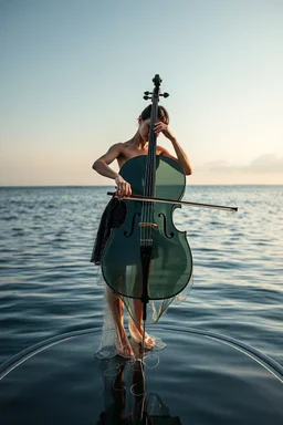 The whole body of Maniquí de glassy Artist mader playing the cello yacht