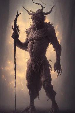 Full body photography of ethereal ANGRY ORC , Fire theme art, Dark moody night atmosphere, by Michelangelo, 8K, high body details, anatomically perfect body, oak tree roots, purple, red, armed with guns ,