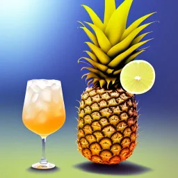 a pineapple drinking a cocktail