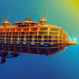 fullbody Drawing of 'sketch of Steampunk Airship',intricate detail,andrea bonelli,Kilian Eng,Ohrai,evan lee,Aleksandr Sidelnikov,KyuYong Eom,three quarters frontal aerial view,toned colors,16k