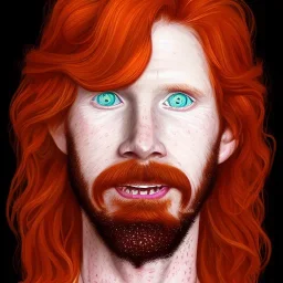 Portrait of Courtney Gains as a ruggedly handsome but joyful roguish pirate, charismatic, attractive male, masculine, perfect, precisely detailed, lightly freckled face, unblemished, flawless skin; meticulously detailed multi-hued ginger carrot colored cherry fire red hair; Malachai of the corn; fantasy, intricate, elegant, highly detailed, digital painting, artstation, concept art, matte, sharp focus, illustration, art by artgerm and greg rutkowski and alphonse mucha