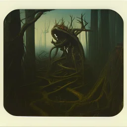 Creepy landscape, polaroid, Audubon, Max Ernst, Walton Ford, 8k, 3d