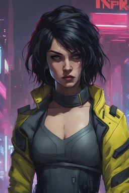 Cyberpunk 2077 black haired female netrunner