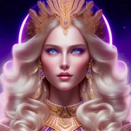  full body white goddess woman glitter smiling long blond hair blue eyes in a galactic ambiance, delicate colors in the foreground, full of details, smooth, light effect，vaporwave colorful, smooth, extremely sharp detail, finely tuned detail, ultra high definition, 8 k, ultra sharp focus