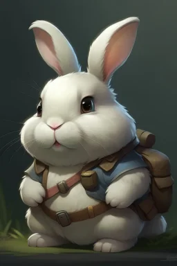 Cute chubby bunny floppy ears adventurer dnd art realism