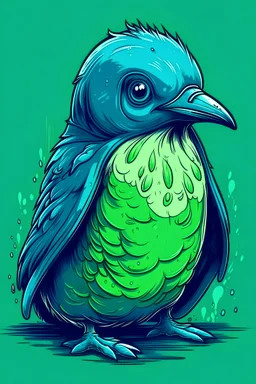 Un pingüino verde azul