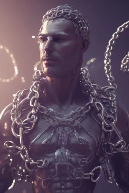 Cyberpunk Greek statue of a man in chains , future classic, unreal engine, epic high details high quality