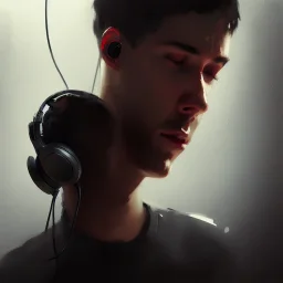 8K resolution concept art portrait by Greg Rutkowski, DJ, headphones, performance