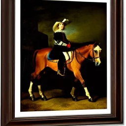 portrait of a horse riding by Rembrandt style