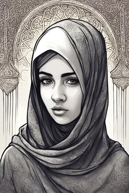 Get ready for a Spiritual Islamic ambiancehand-drawn illustration of ramadan A veiled Muslim girl wearing an Islamic niqab,The artwork is easy to remove from the background and is suitable for t-shirt design