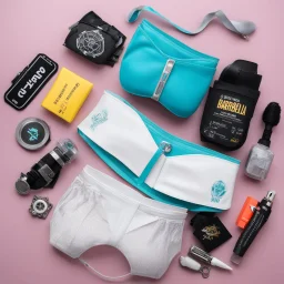 sci-fi Barbarella undergarments EDC kit, photo from above