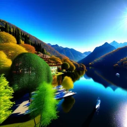 Lake Como, Italy,aerial view,extremely detailed digital painting, high resolution,8k, realistic, beautiful, volumetric lighting, mystical colors ,perfectly centered image, perfect composition, rim light, beautiful lighting,masterpiece, stunning scene, raytracing, anatomically correct, in the style Van Gogh and robert e howard and Ken Kelley and Ohrai Noriyoshi and Simon Bisley and tomzj1.