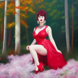 Full body portrait, painting, medium shot lady CherryBaby