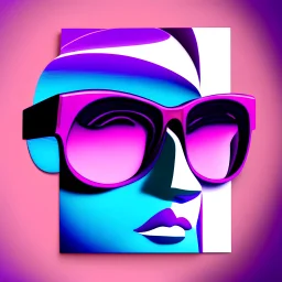 front view, glasses abstract cartoon 3d, purple, white background, professional, artstation, red and purple gradient, trending, high contrast