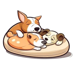 2 Dogs sleeping cartoon