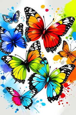 Paint with color and drawing butterflies