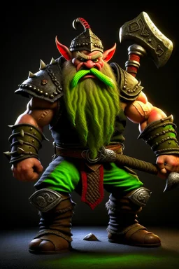 gnome warrior enraged fury berserker fantasy barbarian armored wild savage angry axes cleaver attack striking swinging chopping dual wielding two weapons mad consumed warcraft war knight soldier strong attacking furious wrath small silly