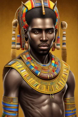 african portrait, ancient egypt, zulu, scaffolding, high detail