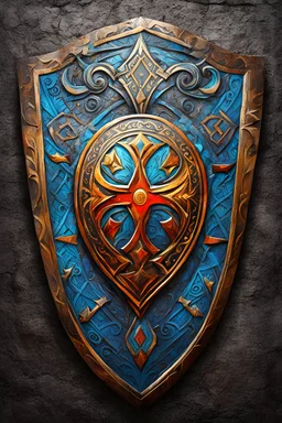 huge shield colorful, runes