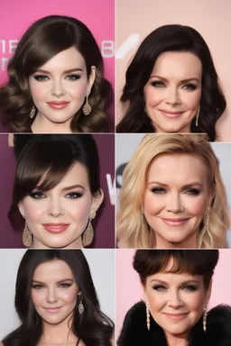 Merge Hailee Steinfeld/Bailee Madison/Marie Osmond/Lynda Carter/Scarlett Johannson/Sandra Bullock/Judy Landers/Audrey Landers/Heather Locklear//Tonya Roberts/Dolly Parton/Christina Hendricks/April Bowlby/Jodie Sweetin/Ariel Winter into one person, a woman named Judith Swendersen with short, buzz-cut, pixie cut hair tapered on the sides, blue eyes,