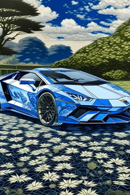 a Portrait of a lamborghini cars collection by hokusai