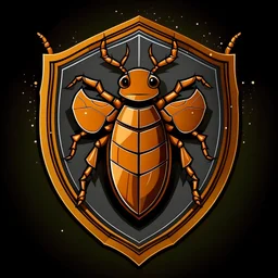 Create a shield logo with a cockroach in the middle. The shield is heavily damaged. dont make it look too high-def or futuristic