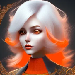 fantasy setting, woman, orange and white hair, wavy hair, ranger, more orange hair, more white hair, 25 years old