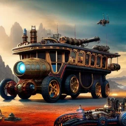 fullbody Drawing of 'sketch of steampunk Vehicles as in the movie mortal engines(2018)',intricate detail,andrea bonelli,Kilian Eng,Ohrai,evan lee,Aleksandr Sidelnikov,KyuYong Eom,three quarters frontal aerial view,toned colors,32k