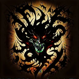 {LOGO} - embodying the sinister depths of 'Greedy Chaos Madness.' Imagine a demonic visage emerging from swirling tendrils of darkness, its eyes ablaze with insatiable hunger. Incorporate twisted, jagged elements to convey the chaotic nature of its desires, while maintaining an aura of malevolent power. Let the essence of darkness and evil flow through every stroke, creating a symbol that strikes fear and awe in equal measure."