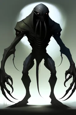 A giant creature, black with long disproportionate arms and legs, and a star for a head standing on 2 legs