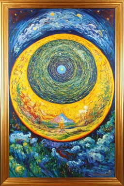 Panentheism is the view that the Divine is simultaneously within and beyond our world; Golden Ratio; Celestial Art; Ecstatic; in the styles of Hundertwasser, Cezanne, and Gauguin