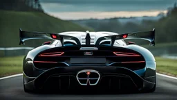 Super Evil Bugatti merged Hyper Sport, desktop wallpaper, 4K, Cinematic, rear view