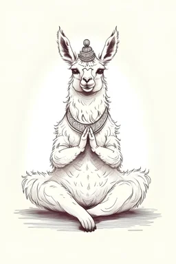 hand drawn illustration of a Llama sitting yoga style sukhasana pose