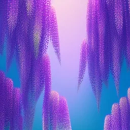 a magical crystal vertical light, pink and blue wisteria , pink vertical, blue lake,sharp, background vertical blue gradient vertical, elegant, highly detailed, artstation, concept art, smooth, sharp focus, illustration, 8k, splash art, wallpaper, key visual