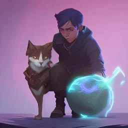 Portrait of a wizard kid with his pet by Nick Harris