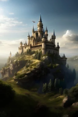 Fantasy castle on a hill