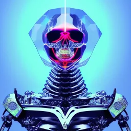 Futuristic Neon crystal skeleton samurai smoke glass fire water