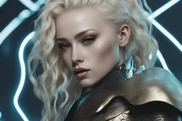 a close up of a person with white skin, behance contest winner, as atlantean reptilian warriors, light skinned african young girl, fantasy cyberpunk horror, blonde man, brian sum, editorial photo from magazine, visually striking, style of wlop, vril, necro, rendered image