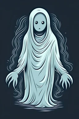 Spooky white Ghost girl retro