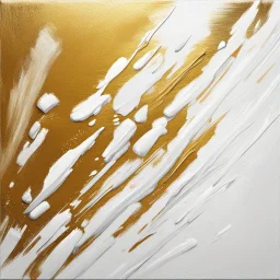 Hyper Realistic White & Golden Oil-Paint Brush Strokes Texture on Canvas