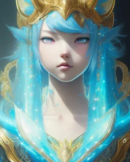 Detailed anime child cat girl, blue hair, dragon scale armour, intricate details, full body portrait, keep head in frame, slight smile, black Japanese motif, concept art, highly detailed, digital painting, concept art, sharp focus, illustration, art by Yoji Shinkawa, WLOP and greg rutkowski and alphonse mucha and artgerm and yanjun Chen and Junji ito and Makoto Shinkai, HDR, octane render, dark background