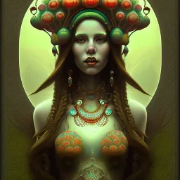 Mushroom shaman, art nouveau, portrait