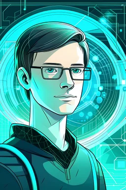 illustration of student portrait with futuristic background