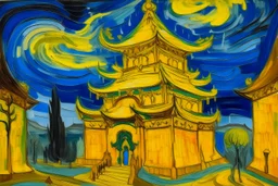 A yellow lightning temple painted by Vincent van Gogh