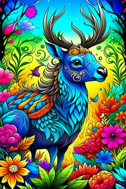 amazing animal, forest flower backwornd, colorful animal, adult book cover