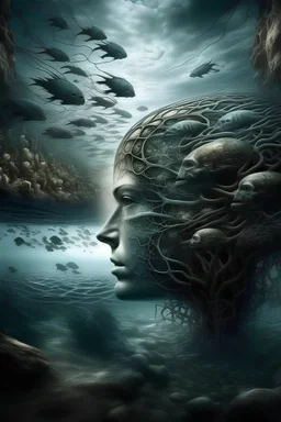 A picture from the depths of the human mind in a realistic, imaginative way